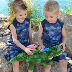 MorisMos plush alligator belly zipper storage for easy pretend play organization