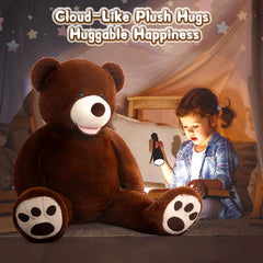 MorisMos Smile Giant Teddy Bear in a cozy bedroom adds warm decor.