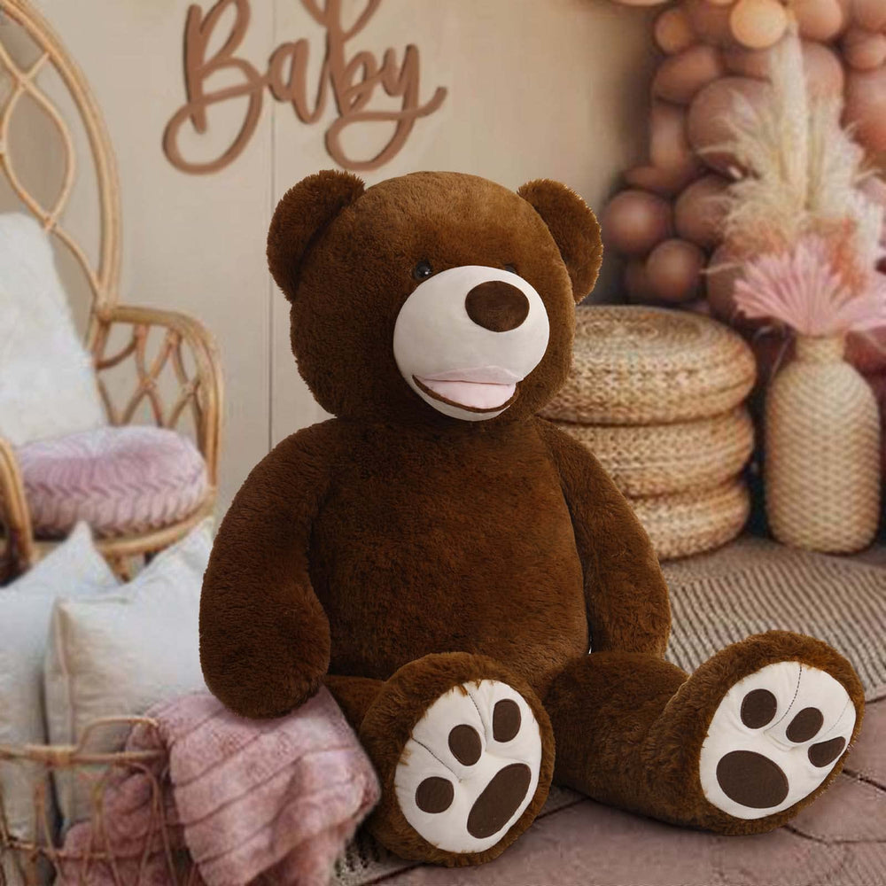 MorisMos Smile Giant Teddy Bear side view highlights plush texture and height.