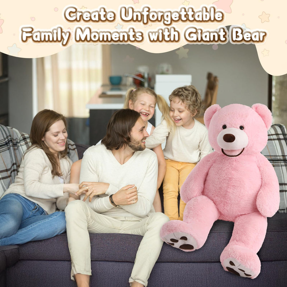 MorisMos pink plush fabric bear invites soft, comforting hugs.
