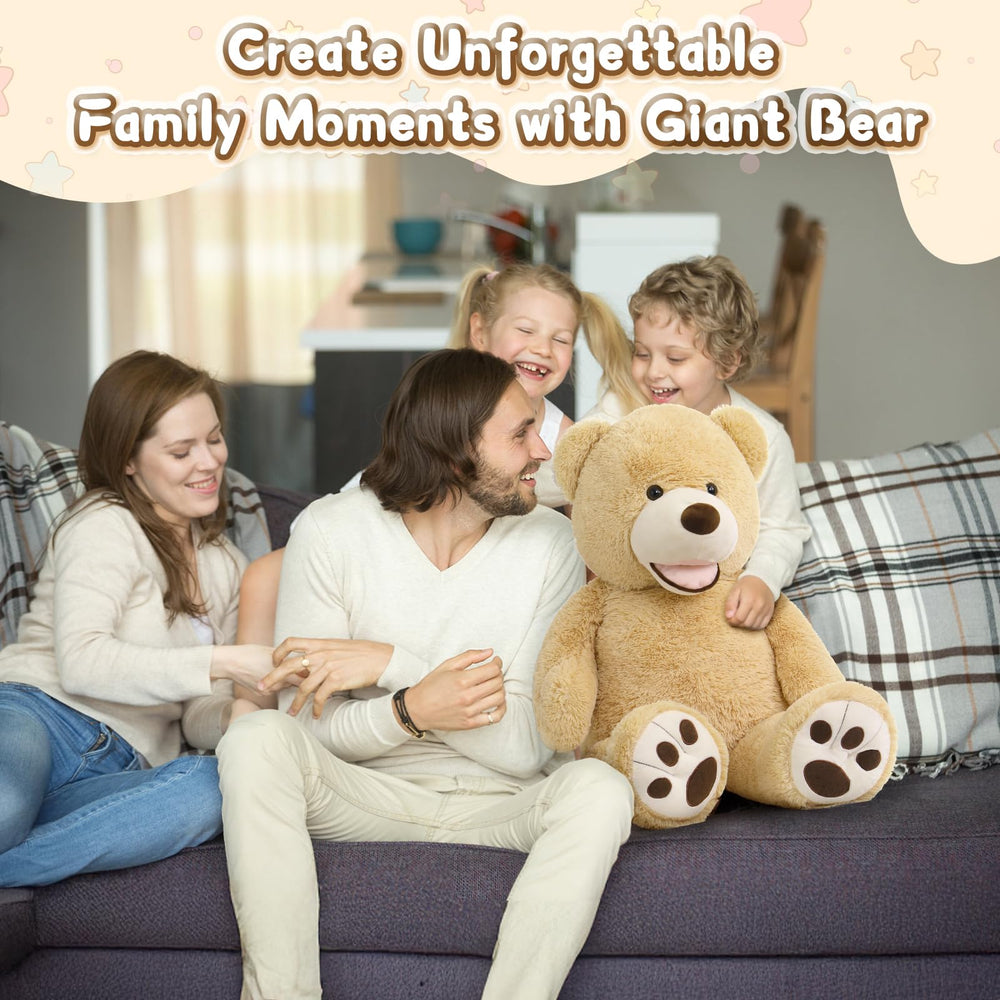 MorisMos Smiling Giant Teddy Bear 39-inch side view reveals impressive cuddly presence