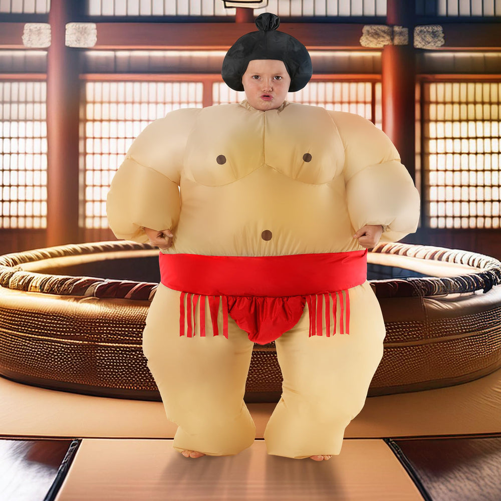 Morph kids sumo costume offers snug waist and ankle fit for active indoor play.