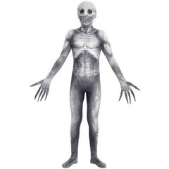 Morphsuits The Rake kids costume in a grey monster bodysuit for spooky Halloween fun