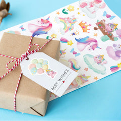 MoShining watercolor unicorn stickers assortment for versatile crafts and gift wrapping