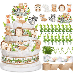 MotiMind Woodland Diaper Cake Kit packaging ready-to-use baby shower decor