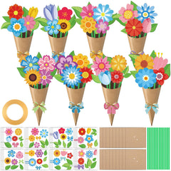 Motipuns 48-set spring bouquet flower cards for DIY gifting and displays.