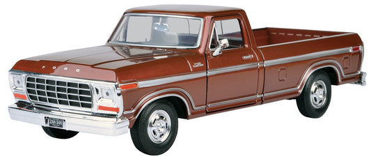 Motormax 1979 Ford F-150 diecast exterior in brown shows classic styling for display