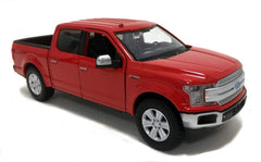 Motormaxx 2019 Ford F-150 Lariat diecast front view with grille and glossy red finish for display
