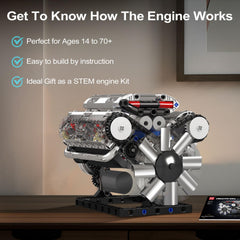 Mould King 10088 V8 engine model kit interactive cables connect parts