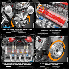 Mould King 10171 transparent cylinder head provides visual insight into engine operation