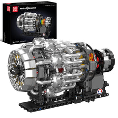 Mould King 10216 turbojet engine assembly shows core components for STEM learning.