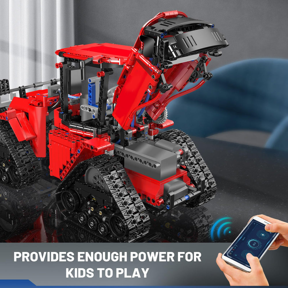 Mould King 18020 tractor pneumatic accessories closeup for realism and versatility.