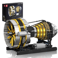 Mould King aircraft engine with bidirectional propeller for interactive learning.