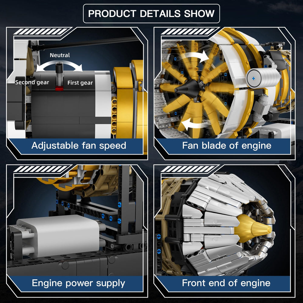 Mould King engine model with push-button control for hands-on demonstrations.