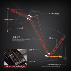 Mould King LR13000 cab swivel shows rotating crane feature.