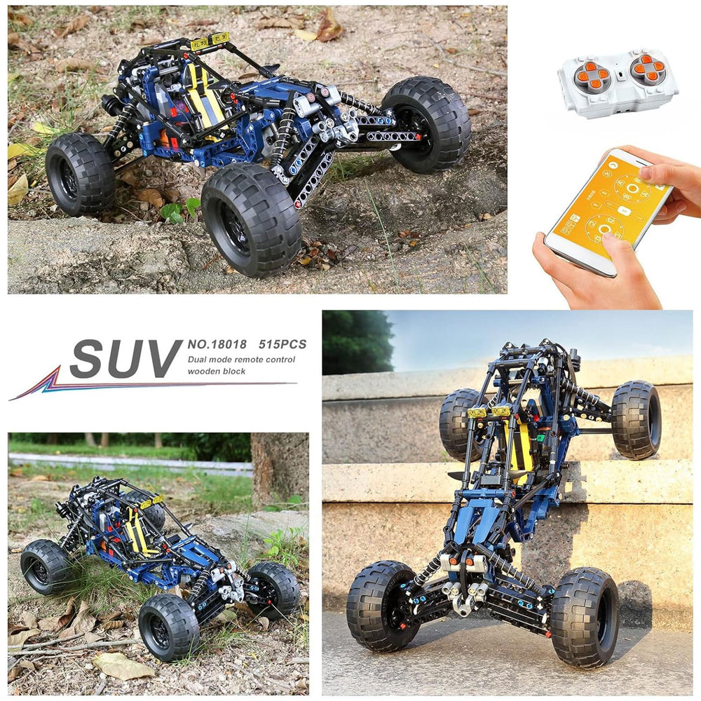 Mould King RC off-road car app control connects via Bluetooth for easy programming.