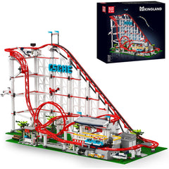 Mould King roller coaster building set assembled for display and hands-on fun