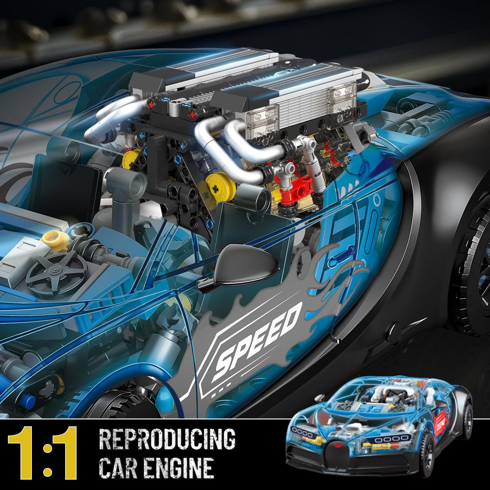 Mould King W16 engine turbocharger detail highlights four turbo units