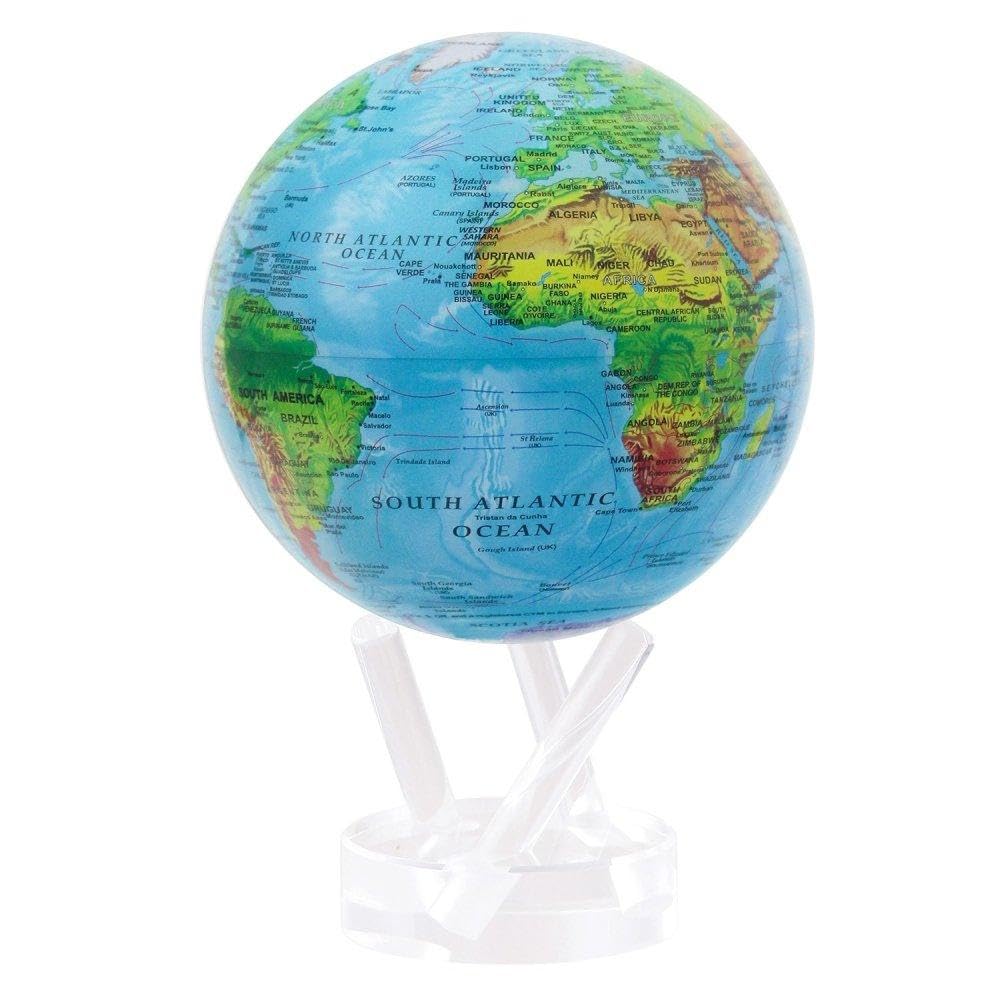 MOVA Globe blue relief map 6-inch, detailed terrain for education and display.