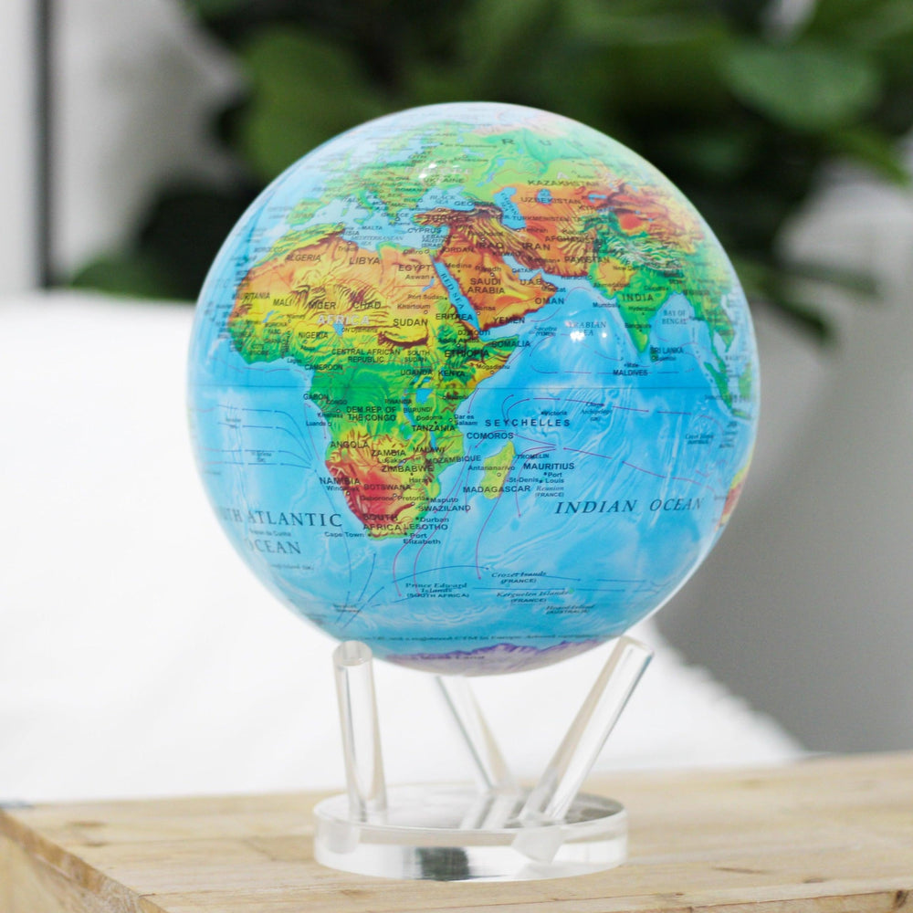 MOVA Globe blue relief map gift-ready design, inspires exploration.