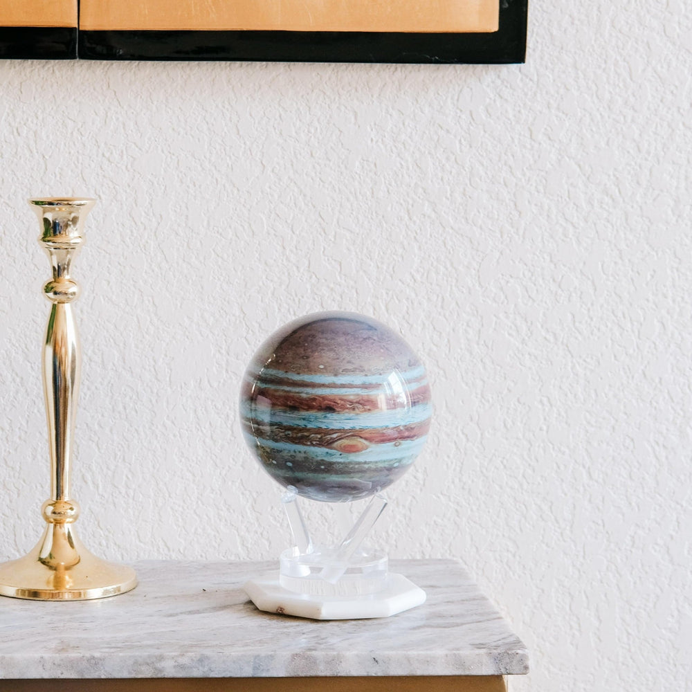 MOVA Jupiter Globe 6-inch desk centerpiece in a modern workspace