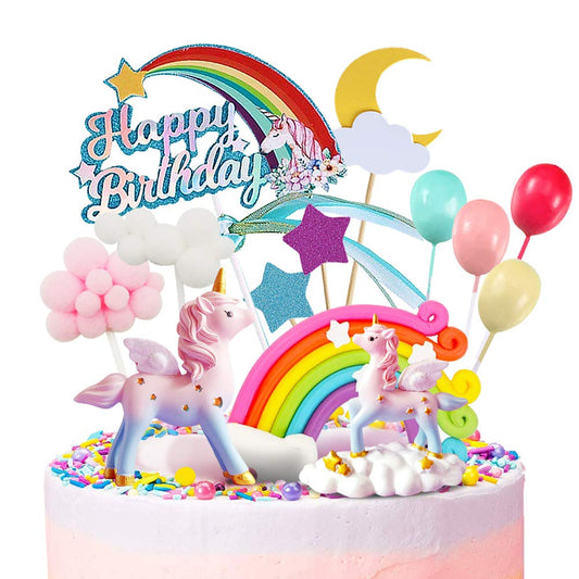 Movinpe unicorn cake topper with two unicorns, reusable for future celebrations
