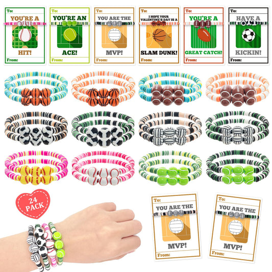 MOVINPE valentines sports bracelets for classroom exchanges.
