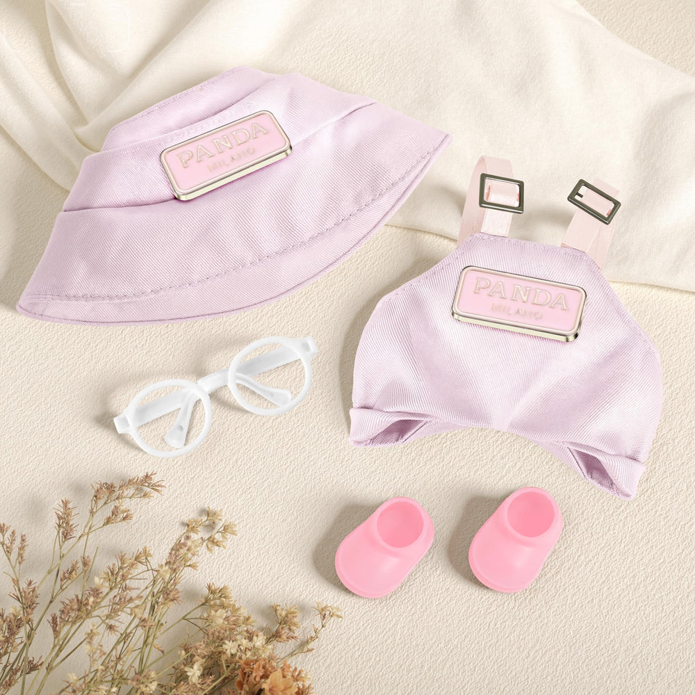Movolivi 6-7inch doll bib overalls in pink for versatile styling.