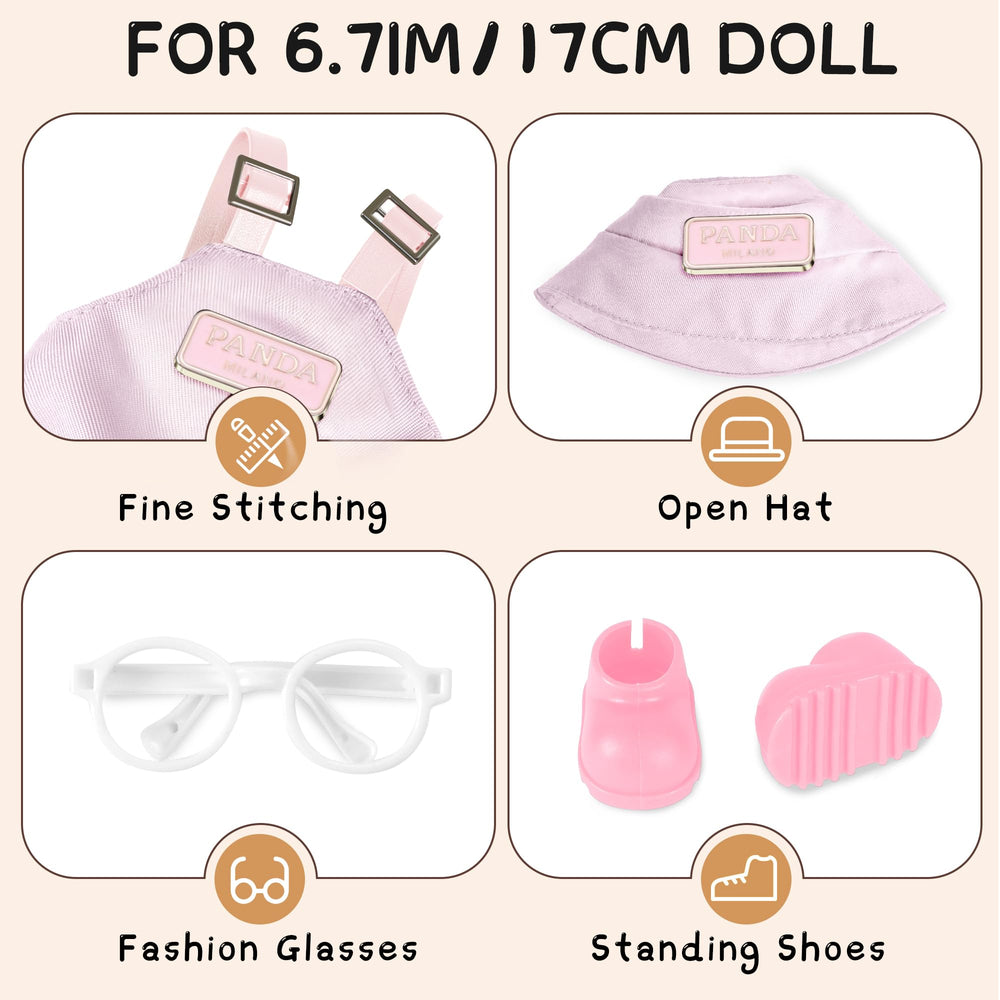 Movolivi 6-7inch doll glasses in pink complete a cute, photogenic look.