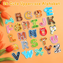 MOWPOG magnetic letters feature rounded corners for kid-friendly play.