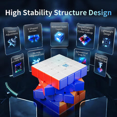 Moyu AoSu V7 4x4 magnetic cube, side angle, precise layer alignment boosts speed.