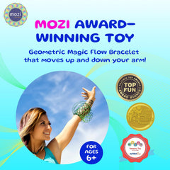Mozi 3D spiral bracelet in sapphire blue for tactile play and focus.