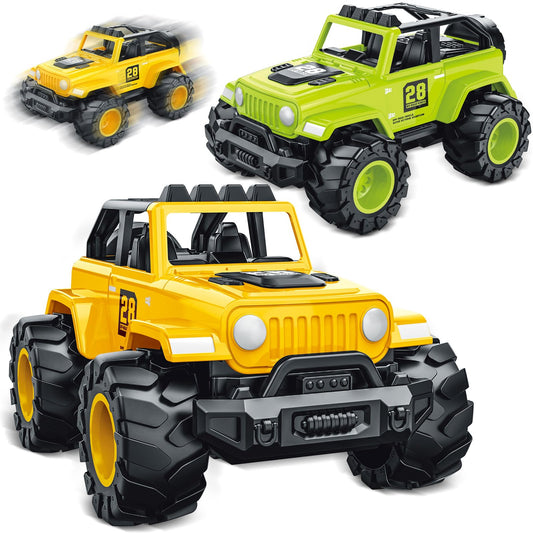 MOZXEBOK 2-in-1 friction-powered truck toy push promotes active learning for toddlers.