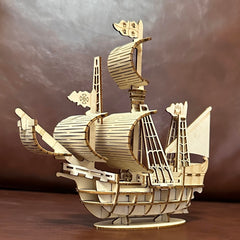MPIUET sailing boat model assembled section shows sturdy, glue-free main body.