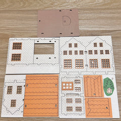 MPIUET Yellow House 9-in-1 complete model showcases finished miniature house
