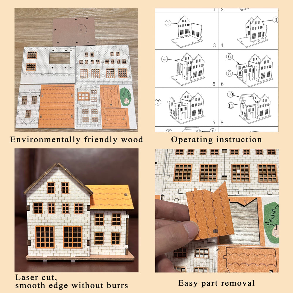 MPIUET Yellow House 9-in-1 detailed close-up highlights smooth edges and wood texture