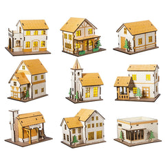 MPIUET Yellow House 9-in-1 front view boosts focus while building wooden model