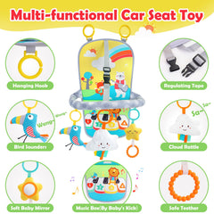 MPQMPQ Baby Car Seat Activity Toy music switch enables gentle melodies without disturbing baby.