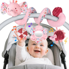 MPQMPQ hanging car seat toy with elephant design stimulates grasping and sensory exploration
