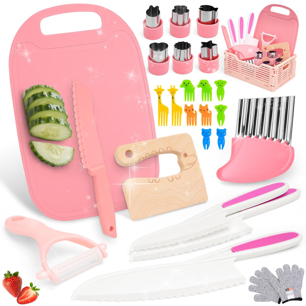MPQMPQ toddler knife set packaging highlights kid-friendly design for safe pretend cooking