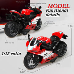MQDMINI kids playing with pull-back motorcycle toy encourages sharing and social play