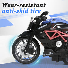 MQDMINI pull-back motorcycle toy with LED headlights for engaging nighttime play