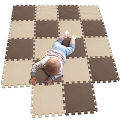 MQIAOHAM 18-piece puzzle play mats top view showing soft floor protection for babies.