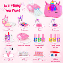 Mqsiuve Kids Makeup Kit nail dryer in action speeding up dry time