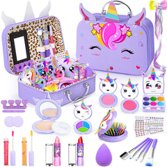 Mqsiuve kids makeup kit in unicorn case organized for play and travel