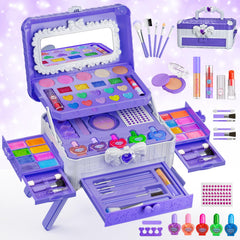 Mqsiuve kids makeup kit with mirror for imaginative princess styling and pretend play