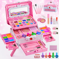 Mqsiuve kids makeup set with mirror dressing table for imaginative princess play