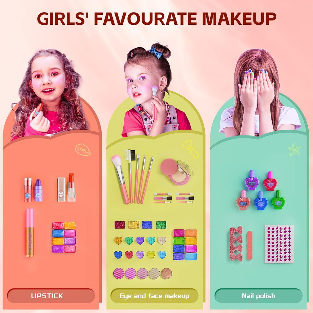 Mqsiuve makeup set storage compartments help keep play area organized