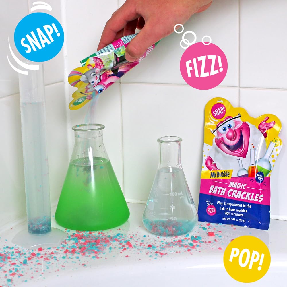 Mr. Bubble Magic Bath Crackles come in a 12-pack for extended bath fun.