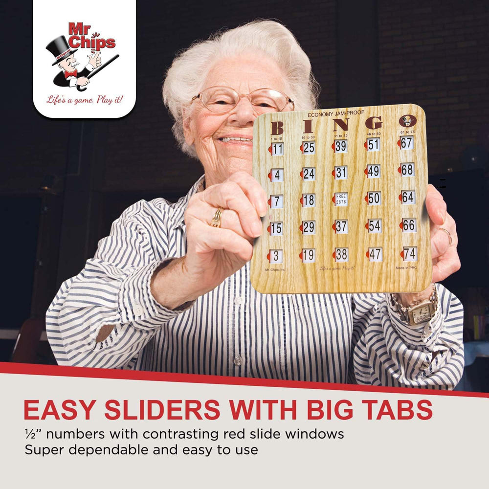 MR CHIPS tan style bingo cards blend with any décor.